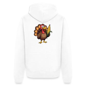 Thanksgiving Lustiger Thanksgiving Truthahn - Unisex Premium Bio Zip Hoodie - Weiß - Hinten - Thijin (182cm)