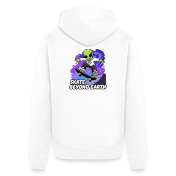 Alien Skater Beyond Earth - Unisex Premium Organic Zip Hoodie - white - Back - Thijin (182cm)