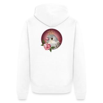 Delicate bird with rose and fine corolla - Unisex Premium Organic Zip Hoodie - white - Back - Thijin (182cm)