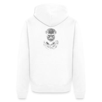 Aristoteles-Zitat: Wahrnehme zu leiden - Unisex Premium Bio Zip Hoodie - Weiß - Hinten - Thijin (182cm)