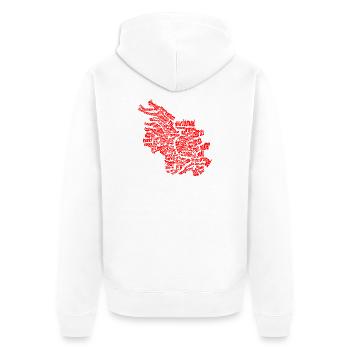 Köln - 86 Veedel Rut un Wiess - Unisex Premium Bio Zip Hoodie - Weiß - Hinten - Thijin (182cm)