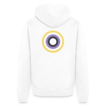 Konzentrische Ringpalette LGBTQ Non-Binär - Unisex Premium Bio Zip Hoodie - Weiß - Hinten - Thijin (182cm)