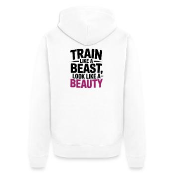 Train like a beast, look like a beauty - Unisex Premium Organic Zip Hoodie - white - Back - Thijin (182cm)