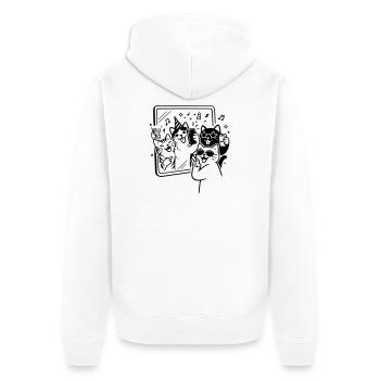 Party Cats Selfie Time mit Katzen vor dem Spiegel - Unisex Premium Bio Zip Hoodie - Weiß - Hinten - Thijin (182cm)