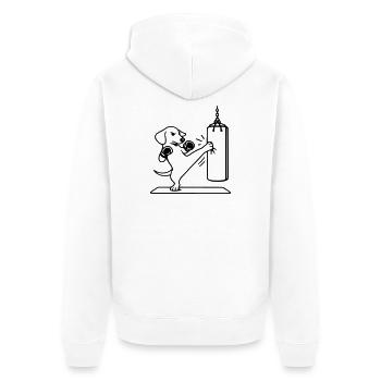 kickboxen boxen hund dackel - Unisex Premium Bio Zip Hoodie - Weiß - Hinten - Thijin (182cm)