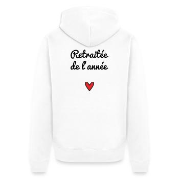 RETRAITEE. RETRAITE. RETRAITEE. RETRAITE - Veste à capuche bio Premium Unisexe - blanc - Dos - Thijin (182cm)