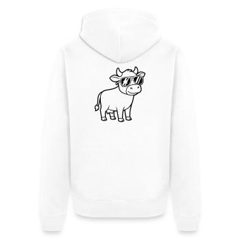 Coole Kuh Sonnenbrille Lässig Vektor - Unisex Premium Bio Zip Hoodie - Weiß - Hinten - Thijin (182cm)