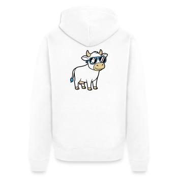 Cool Cow Sunglasses Casual Vector - Unisex Premium Organic Zip Hoodie - white - Back - Thijin (182cm)