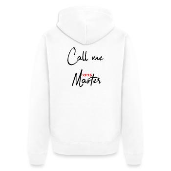 Master 2026 Abschluss Promotion Sponsion - Unisex Premium Bio Zip Hoodie - Weiß - Hinten - Thijin (182cm)