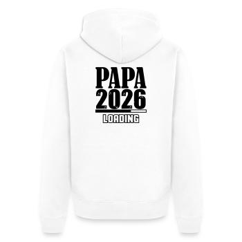 Papa 2026 Chargement - Veste à capuche bio Premium Unisexe - blanc - Dos - Thijin (182cm)