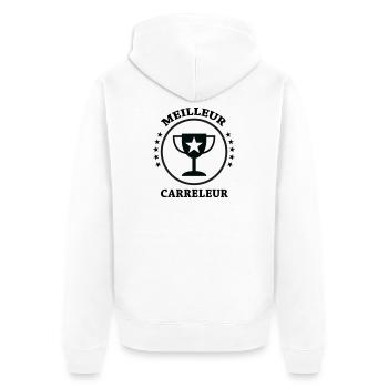 Bester Fliesenleger - Unisex Premium Bio Zip Hoodie - Weiß - Hinten - Thijin (182cm)