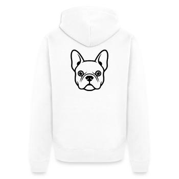 Französische Bulldogge Frenchie Kopf - Unisex Premium Bio Zip Hoodie - Weiß - Hinten - Thijin (182cm)