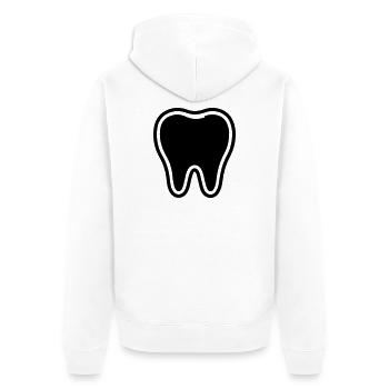 Zahn Symbol - Unisex Premium Bio Zip Hoodie - Weiß - Hinten - Thijin (182cm)