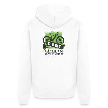 E-Bike Smiling Instead of Crocheting Funny Bike Shir - Unisex Premium Organic Zip Hoodie - white - Back - Thijin (182cm)
