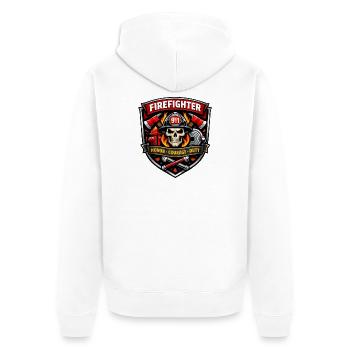 Insigne de pompier Flammes du Crâne - Veste à capuche bio Premium Unisexe - blanc - Dos - Thijin (182cm)