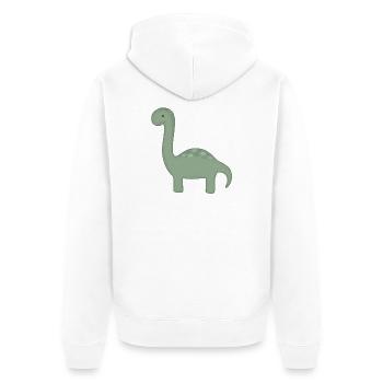 Grüner Dino Cartoon - Unisex Premium Bio Zip Hoodie - Weiß - Hinten - Thijin (182cm)