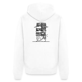 Schnecke Papierstapel Büro Outline - Unisex Premium Bio Zip Hoodie - Weiß - Hinten - Thijin (182cm)