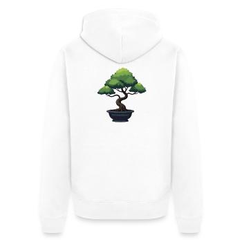 Bonsai Tree - Unisex Premium Organic Zip Hoodie - white - Back - Thijin (182cm)