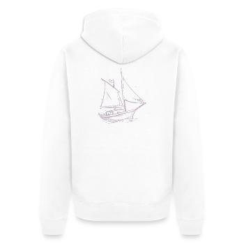 Segelabenteuer Silhouette: Elegante Segler - Unisex Premium Bio Zip Hoodie - Weiß - Hinten - Thijin (182cm)