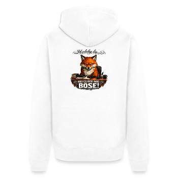 Ich erledige das aber ich gucke dabei böse - Unisex Premium Bio Zip Hoodie - Weiß - Hinten - Thijin (182cm)