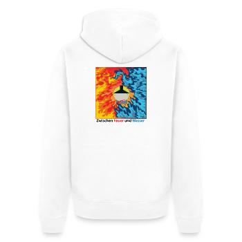 Zwischen Feuer und Wasser - Feuerwehr - Unisex Premium Bio Zip Hoodie - Weiß - Hinten - Thijin (182cm)