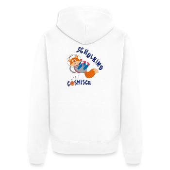 Schulkind - Unisex Premium Bio Zip Hoodie - Weiß - Hinten - Thijin (182cm)