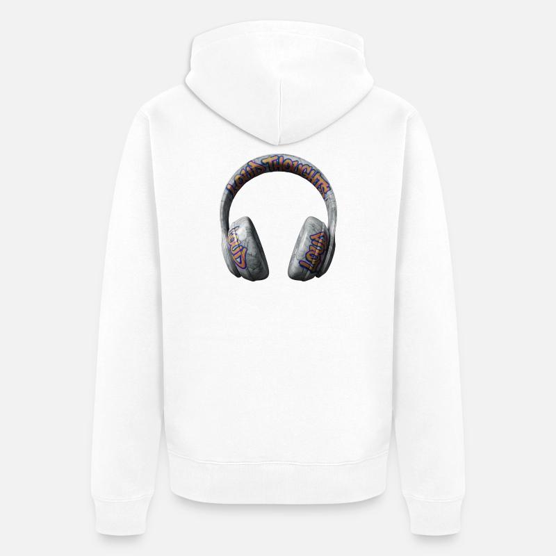 Pensées bruyantes Casques graffitis - Veste à capuche bio Premium Unisexe - blanc