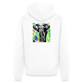 Elefant - Unisex Premium Bio Zip Hoodie - Weiß - Hinten - Thijin (182cm)