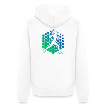 Geschenkidee für eine Running mit Running - Unisex Premium Bio Zip Hoodie - Weiß - Hinten - Thijin (182cm)