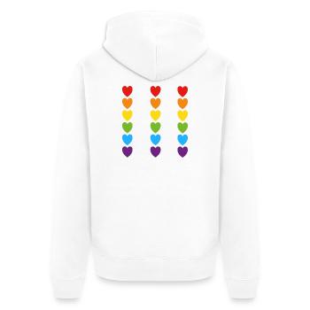 Cœurs arc-en-ciel de la fierté - Veste à capuche bio Premium Unisexe - blanc - Dos - Thijin (182cm)