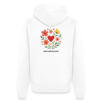 bloom your own way - Unisex Premium Bio Zip Hoodie - Weiß - Hinten - Thijin (182cm)
