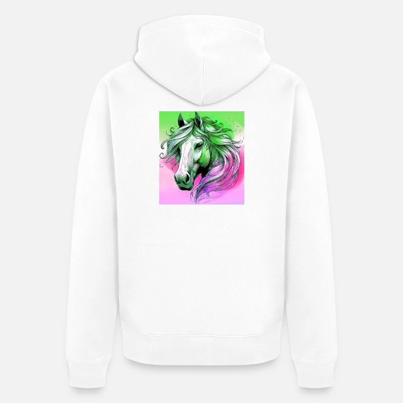 cheval - Veste à capuche bio Premium Unisexe - blanc