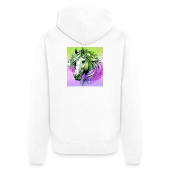 horse - Unisex Premium Organic Zip Hoodie - white - Back - Thijin (182cm)