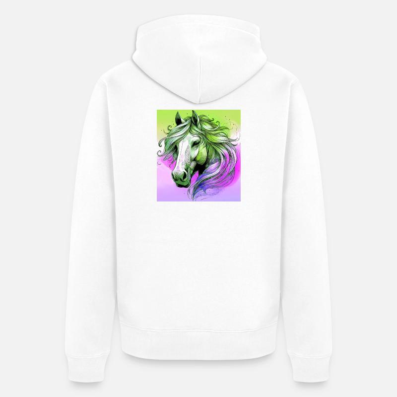 cheval - Veste à capuche bio Premium Unisexe - blanc