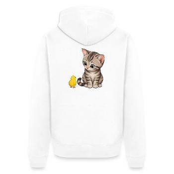 Kitten with chicks - Unisex Premium Organic Zip Hoodie - white - Back - Thijin (182cm)