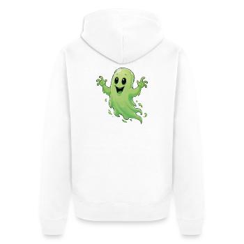 Green Cartoon Ghost - Unisex Premium Organic Zip Hoodie - white - Back - Thijin (182cm)