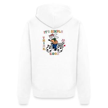 Hase mit Fahrrad Fußball - Unisex Premium Bio Zip Hoodie - Weiß - Hinten - Thijin (182cm)