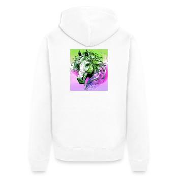 horse - Unisex Premium Organic Zip Hoodie - white - Back - Thijin (182cm)
