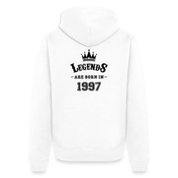 Legends are Born in 1997 - Unisex Premium Bio Zip Hoodie - Weiß - Hinten - Thijin (182cm)