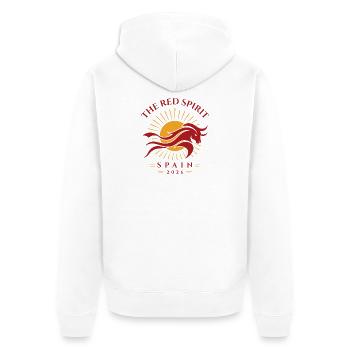 Red Spirit Spain 2026 Sun Horse - Unisex Premium Organic Zip Hoodie - white - Back - Thijin (182cm)