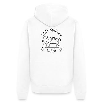 Lazy Sunday Club Couch Potato Weekend Vibes - Unisex Premium Bio Zip Hoodie - Weiß - Hinten - Thijin (182cm)