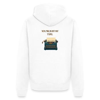 Du bist genau mein Typ - Unisex Premium Bio Zip Hoodie - Weiß - Hinten - Thijin (182cm)