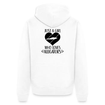 Alligator Herz Silhouette - Unisex Premium Bio Zip Hoodie - Weiß - Hinten - Thijin (182cm)