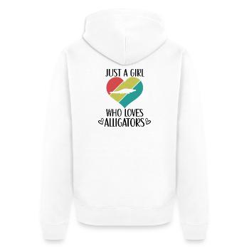 Retro Alligator Herz Silhouette - Unisex Premium Bio Zip Hoodie - Weiß - Hinten - Thijin (182cm)