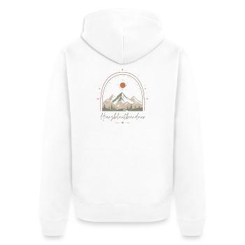 Bündner - Unisex Premium Bio Zip Hoodie - Weiß - Hinten - Thijin (182cm)