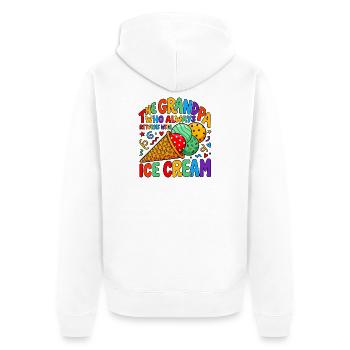 Opa mit Eiscreme - Unisex Premium Organic Zip Hoodie - white - Back - Thijin (182cm)