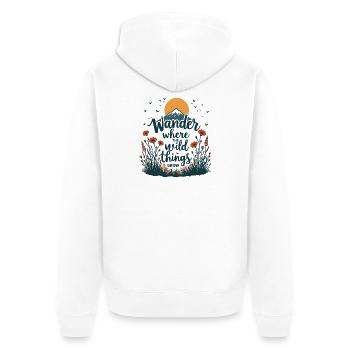 Wandern – Wandern, wo die wilden Tiere wachsen - Unisex Premium Bio Zip Hoodie - Weiß - Hinten - Thijin (182cm)