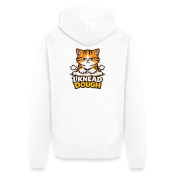 I Knead Dough Funny Cat Shirt - Unisex Premium Organic Zip Hoodie - white - Back - Thijin (182cm)