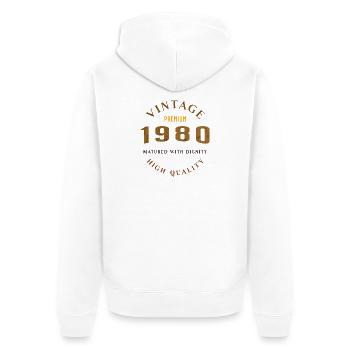 Matured With Dignity 1980 Retro Look Design - Unisex Premium Organic Zip Hoodie - white - Back - Thijin (182cm)