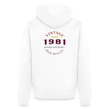 Matured With Dignity 1981 Retro Look Design - Unisex Premium Bio Zip Hoodie - Weiß - Hinten - Thijin (182cm)